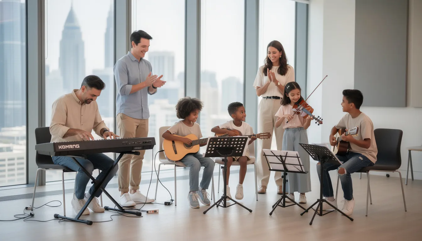 Students enjoying music lessons in Dubai